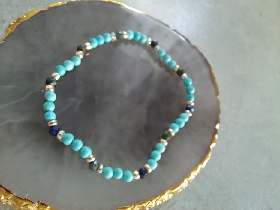 Bransoletka na gumce turkusowa