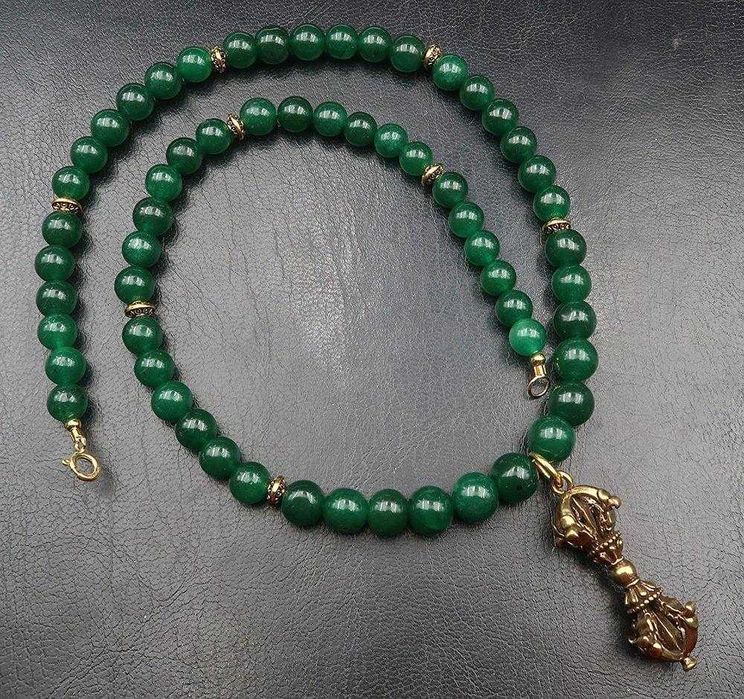 Colar Esmeralda budista - Dorje/Vajra - Fecho em ouro 14K Gold