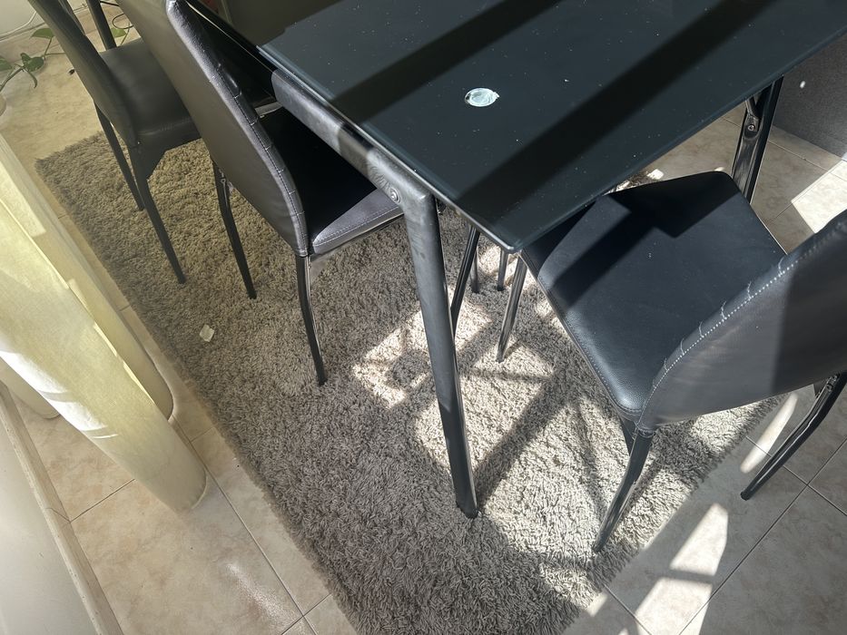 Mesa vidro preta