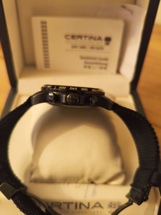 Zegarek Certina DS Podium GMT Chronograph Black PVD | Full Set | Stan Bardzo Dobry Żółte wskazówki!