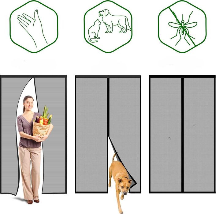 Moskitiera magnetyczna na drzwi 90x230 czarna