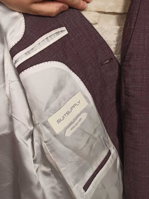 Suitsupply Havana bordowy garnitur męski 24 48 M wełniany jedwabny