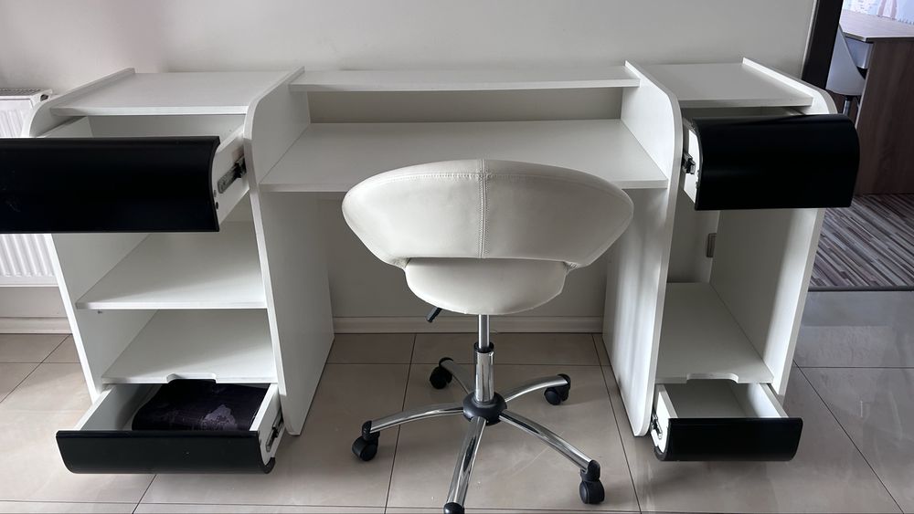 Biurko biale duze 173x55x90 z szufladami