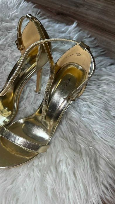 Sandały na szpilce 38 | błyszczące szpilki high heels wesele sylwester