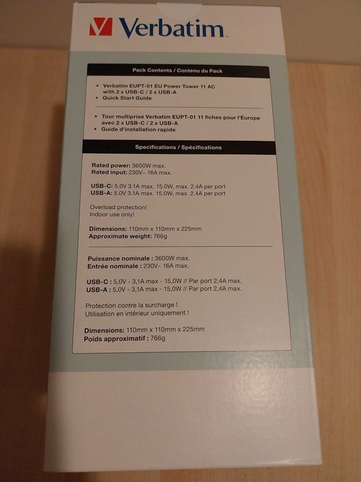 Extensão Torre de 11 Tomadas Com Carregador USB