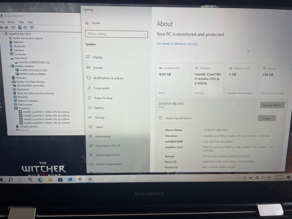 62.Ігровий ноутбук-планшет Lenovo Yoga/FullHD IPS/Core i7-6500/RAM 8GB/256SSD/Intel HD+GeForce GT 940M 2 GB