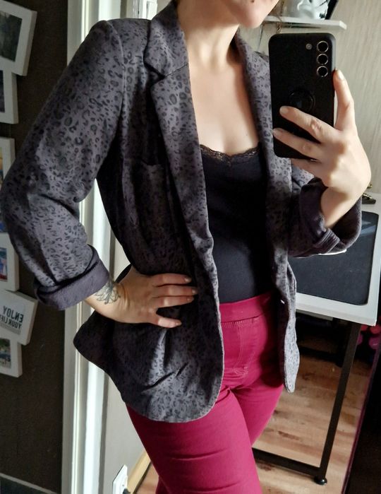 Luźna marynarka / blazer oversize w panterkę L