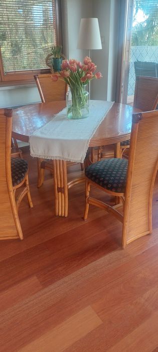 6krzesel+ stół ratanowe