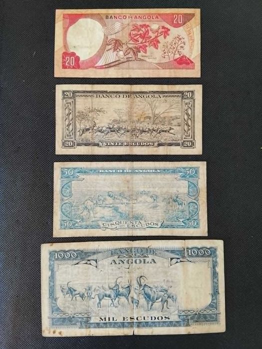 Lote de Notas de Angola Usadas Antigas.
