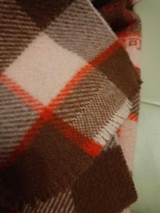 Вовняний шарф-палантін Acne Studios у клітинку (brown/pink/orange)