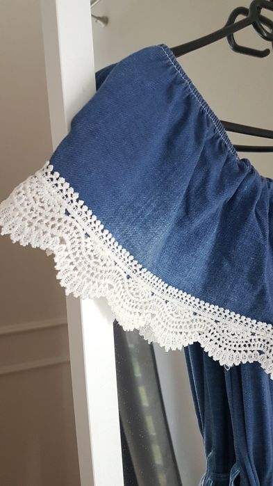 Granatowa sukienka hiszpanka z koronką rozmiar S