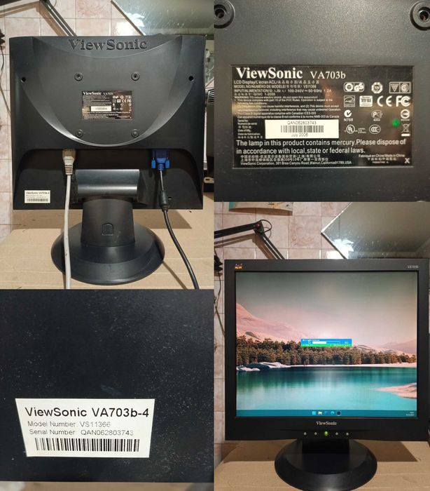 17" и 19" TFT мониторы ViewSonic VA703B, Philips 190s8 (DVI) исправные