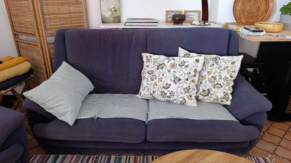 Conjunto de 3 Sofás em veludo, com sofá-cama