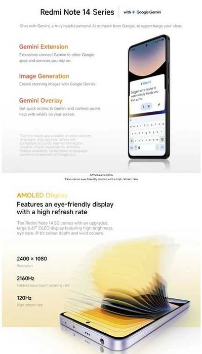 Xiaomi Redmi Note 14 5G, 6.6` 120Hz Dim 7025 8/256 108Mp NFC