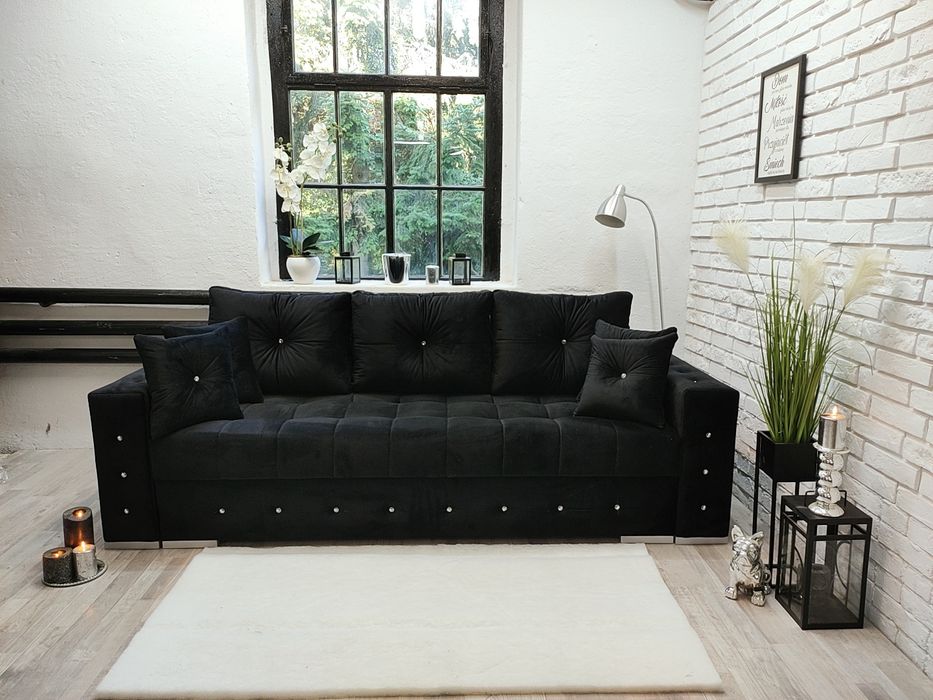 Kanapa sofa Samara styl glamour guziki pikowania rozkladana