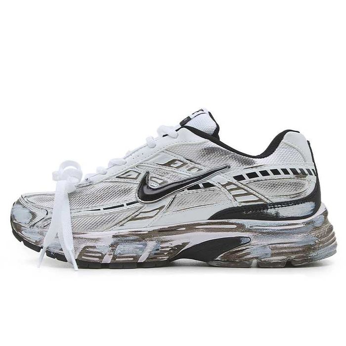 (БЕЗ ПЕРЕДОПЛАТИ) Nike Initiator Bow White Black найк ініціатор білі з потертостями та бантом кросівки сітка