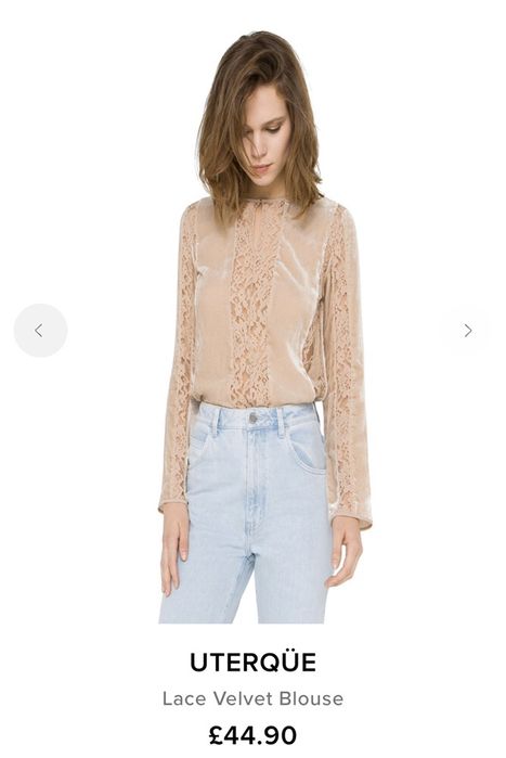 Бархатна з мереживом кофта, блуза Uterque