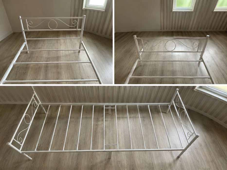 Łóżko metalowe białe pojedyncze