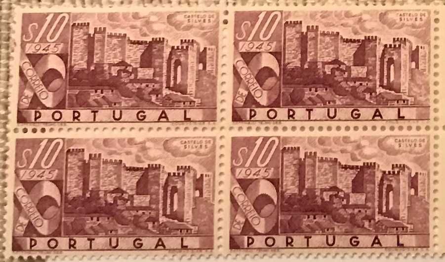 Quadra de selos novos de $10 - Castelos de Portugal - Silves - 1946