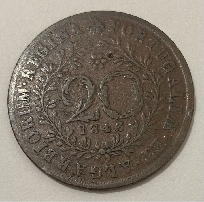 Moeda D MARIA II - 20 Reis 1843