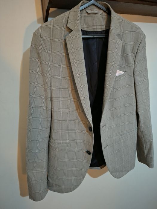 Blazer Zara Man Xadrez Cinzento - Tam. 46 / S (Como Novo)