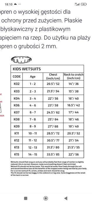 Pianka dziewczęca do sportów wodnych TWF. Na 10-11 lat