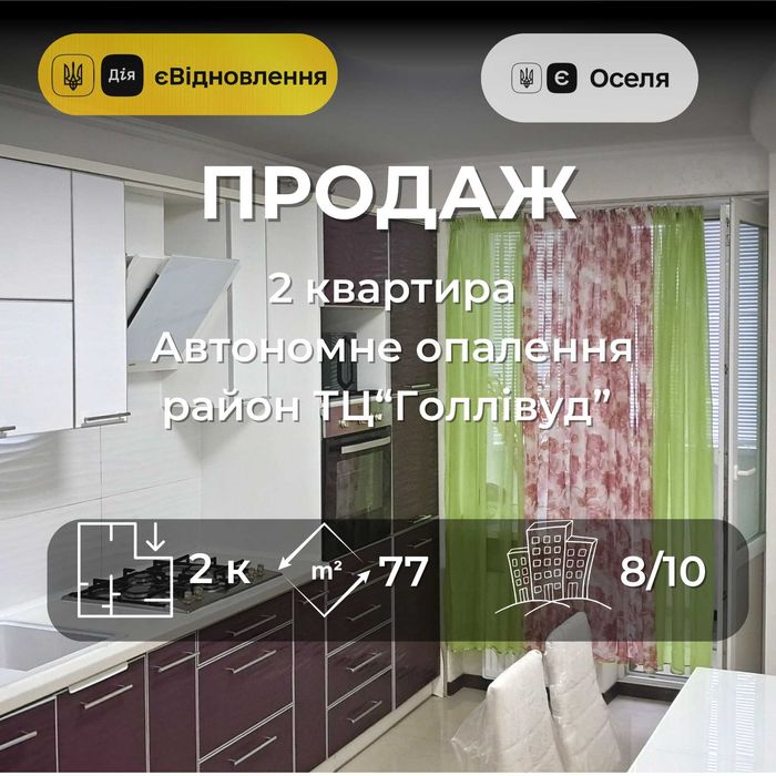 Комфорт 77 м² з АВТОНОМНИМ опаленням район ТЦ "Голлівуд" СМ