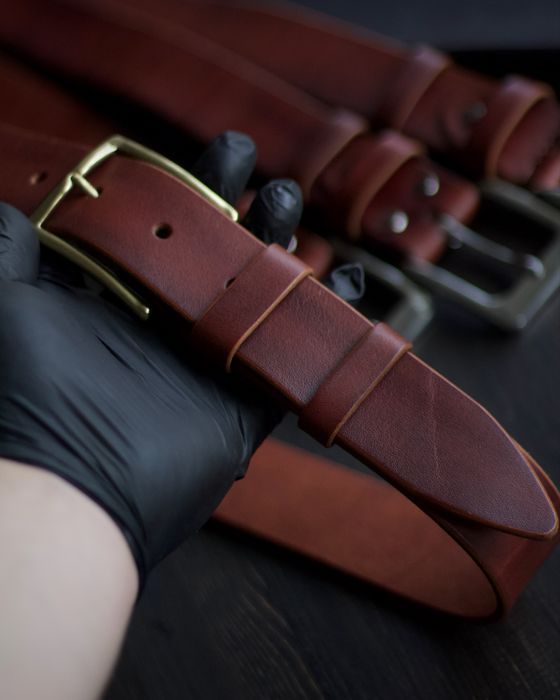 Ремінь чоловічий / натуральна шкіра / ручна робота. Ремень 4 см кожа