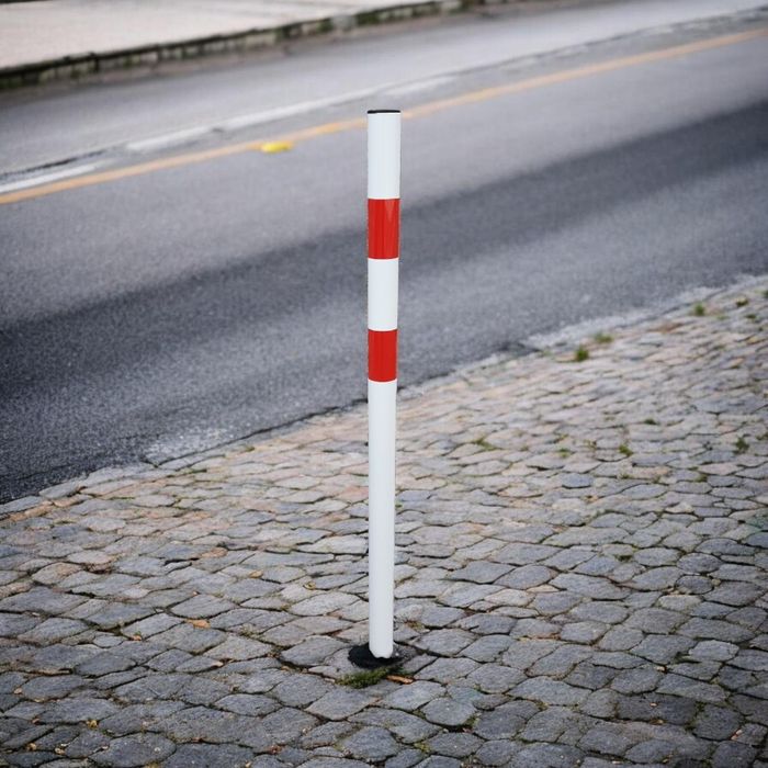 Słupek parkingowy drogowy słupki fi 60 150 cm blokada biało czerwony odblask