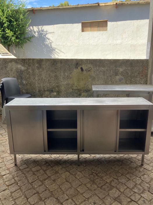 Bancada de aço inoxidável - c/ portas