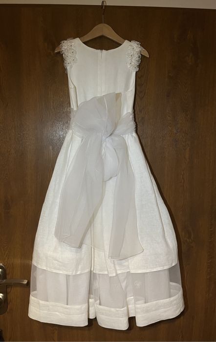 Sukienka komunijna lniana miniNiebo