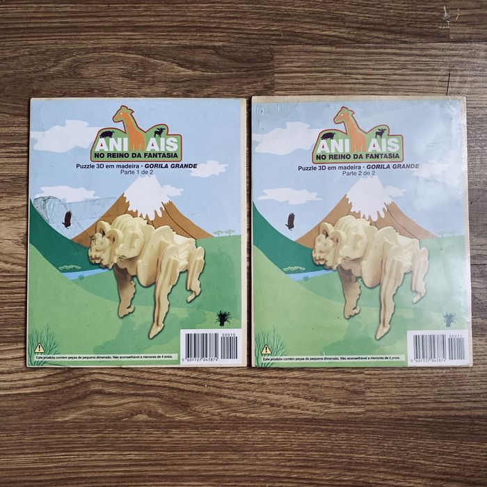 Lote puzzles 3D em madeira “Animais no Reino da Fantasia”