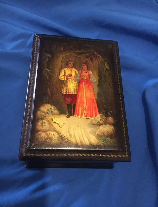 Шкатулка Федоскино оригінал з клеймом печаткою пап'є-маше  купюрниця