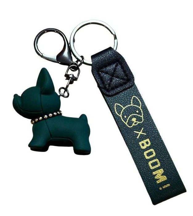 BRELOCZEK Brelok do kluczy Buldog Pies Piesek Ciemna Zieleń kod 2136