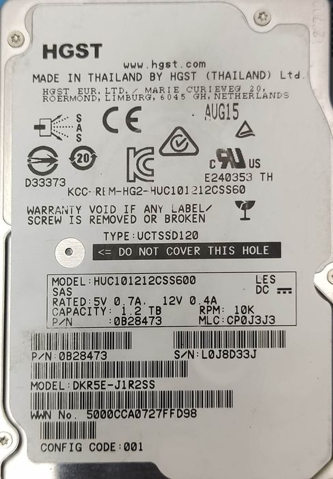 HHD 2.5 HGST 1.2 TB 10K SAS
