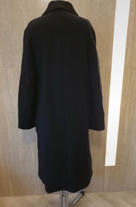 zimowy płaszcz wełniany czarny elegancki wełna manteco 75% M zara