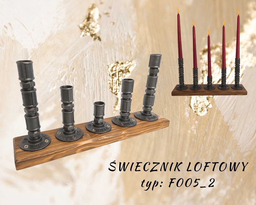 -> Świecznik loftowy – rękodzieło | dekoracja loft - typ: F005_2