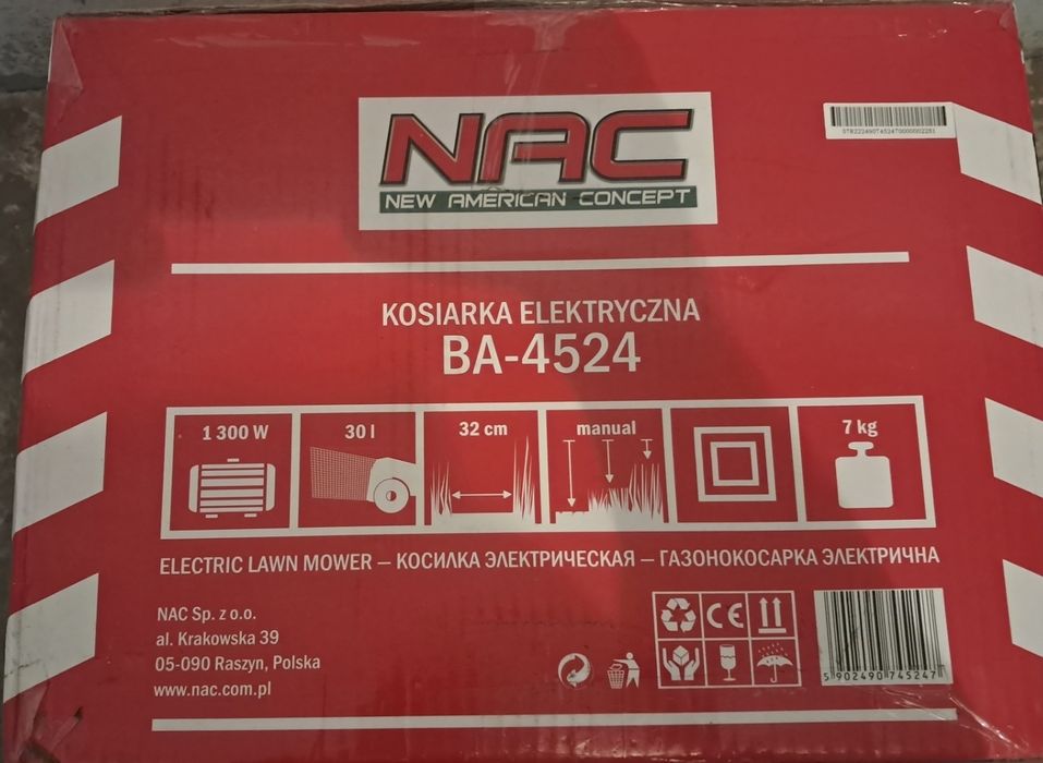 Kosiarka elektryczna NAC 1300W kosz na trawę 30l NOWA!!!