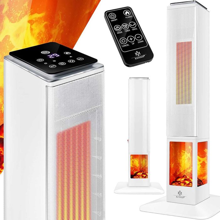 Termowentylator kolumnowy z funkcją kominka elektrycznego+ pilot