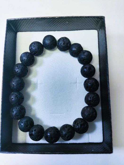 Pulseira de Pedra Vulcânica Natural Contas de Lava Acessório de moda joias feitas à mão - Aromaterapia