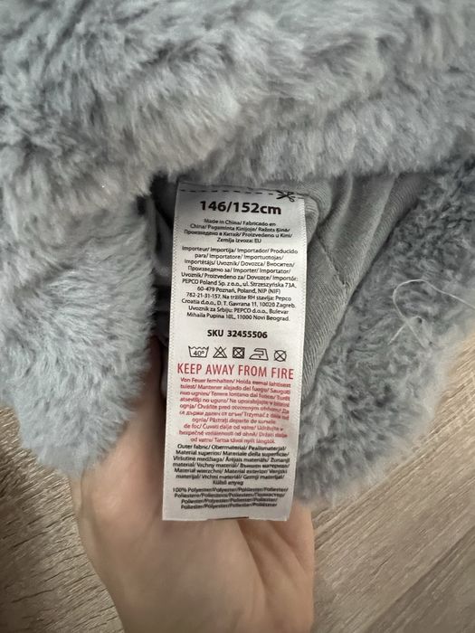 Szara bluza Polar miś z kapturem 146 152