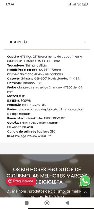 Bicicleta Btt Elétrica BH como nova