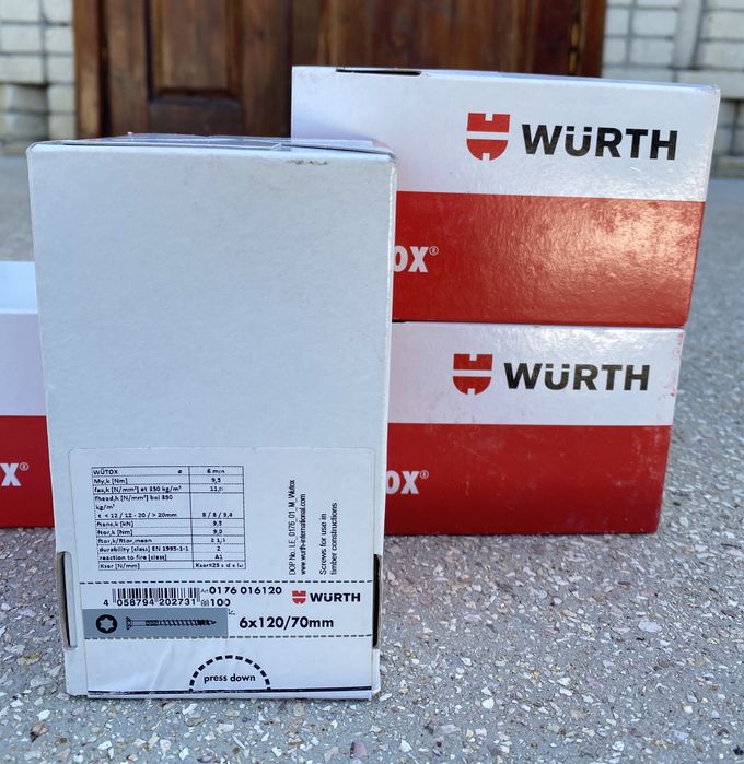 Саморізи гвинти шурупи Würth Wurth 6*120/70mm 4,5*50/24мм