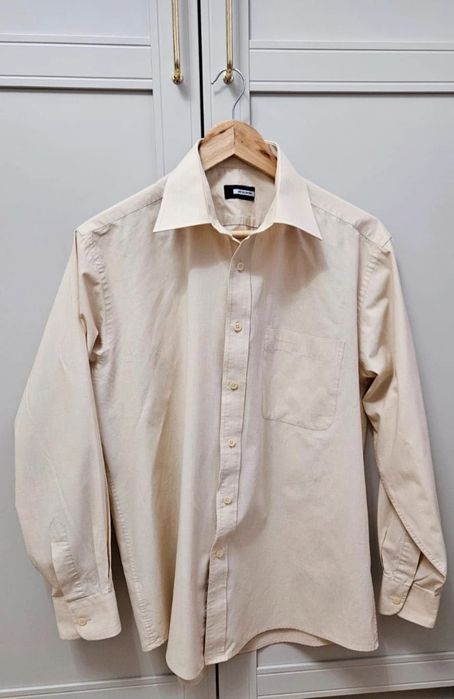 Koszula męska klasyczna z długim rękawem kremowa Pierre Cardin