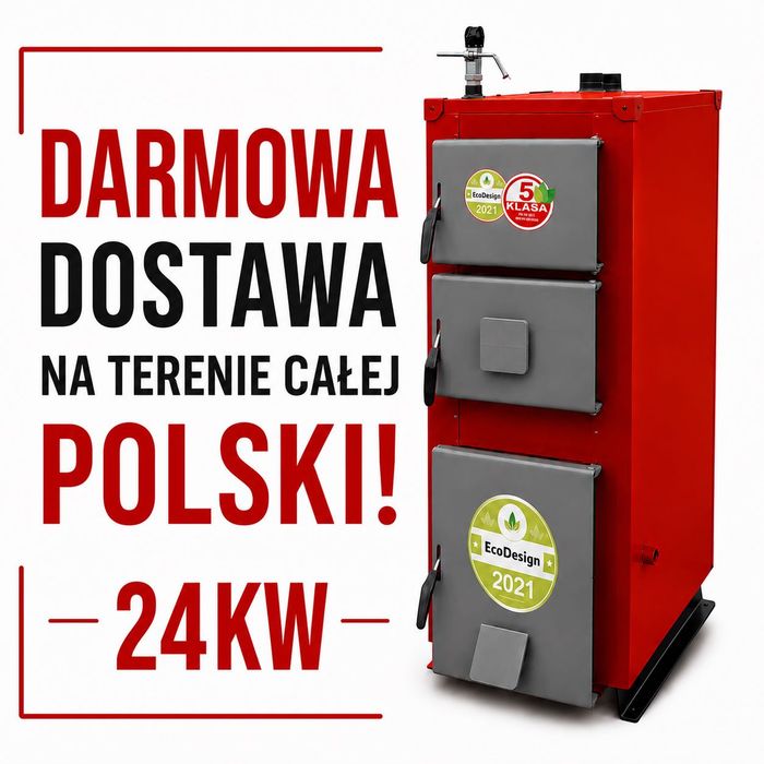 Kocioł Węglowy FENIKS UNI 24 kW do 280 m2 – Klasa 5 Piec Drewno Chrust Zasypowy Węgiel
