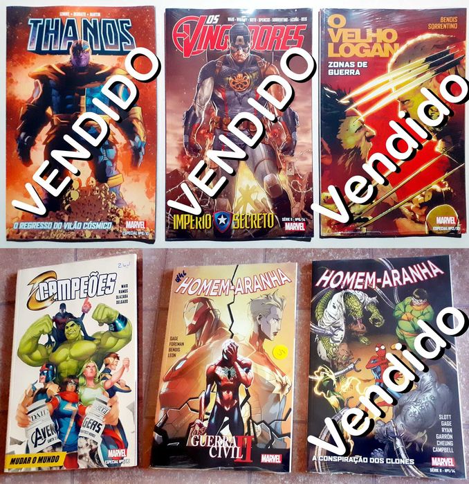 Marvel. X-Men, Homem-Aranha, Vingadores, Thanos e Logan...