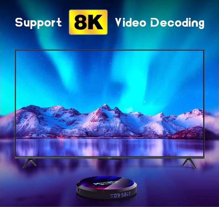Tv Box 4K h96max 4 gb android 13 dwa piloty
