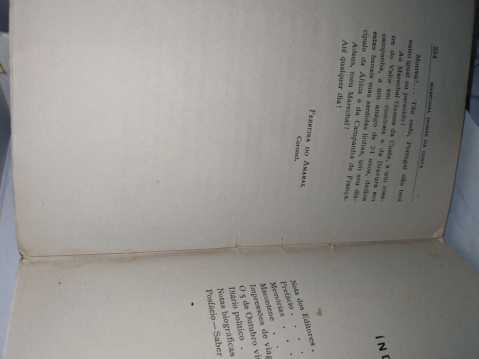 Livro Marechal Gomes da Costa,  MEMÓRIAS, 1a Edição,  1930