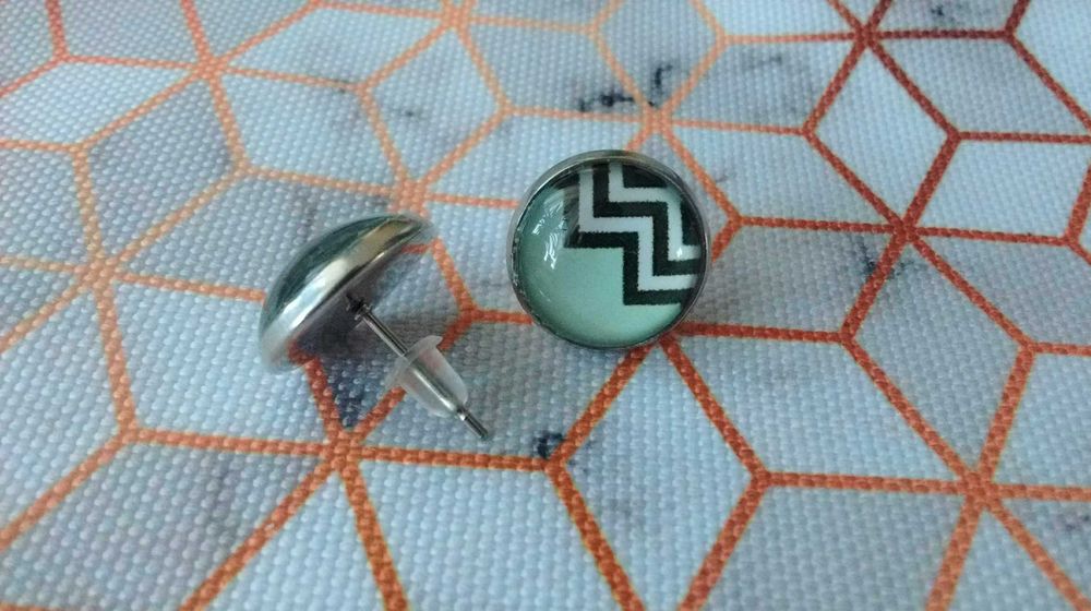 Kolczyki sztyfty handmade stal nierdzewna turkusowe miętowe