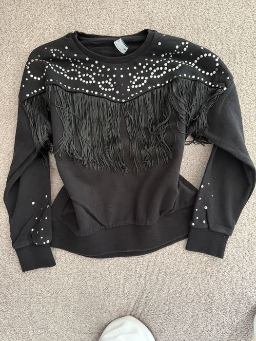 Czarna bluza dzety fredzle nietoperz xs/34 s/36